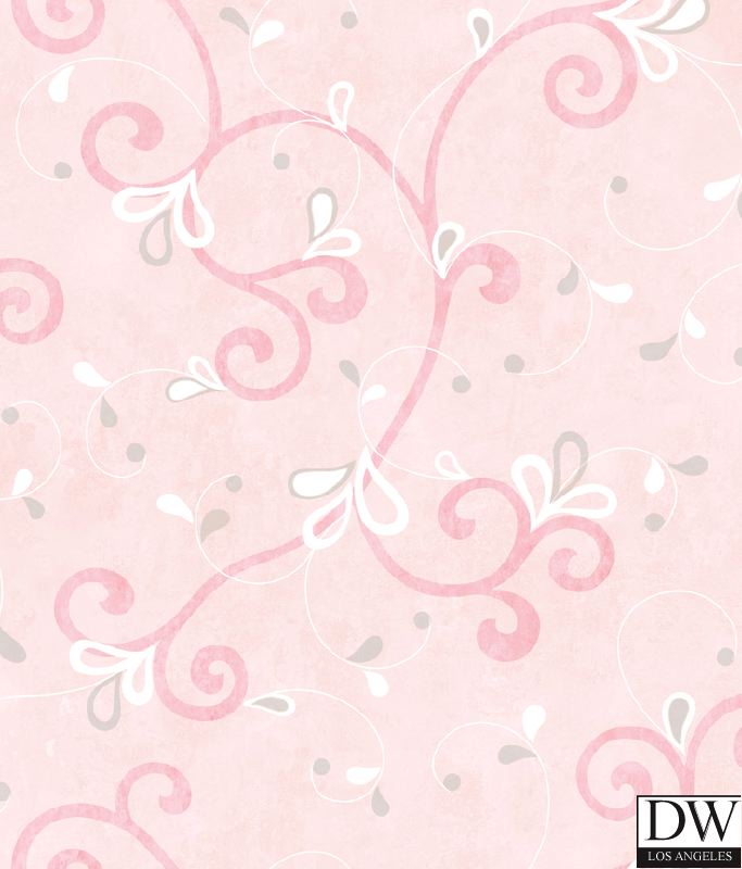 Jada Pink Girly Floral Scroll Wallpaper Wallpaper