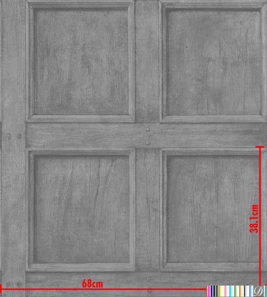 Lacrosse Coffered Wood Panel Wallpaper - Grey
