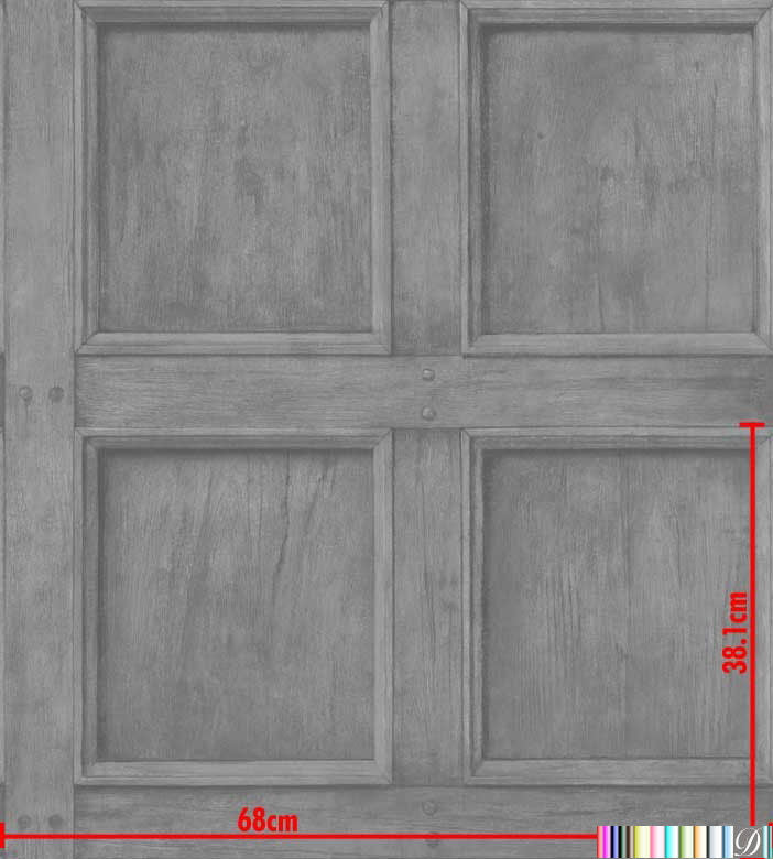 Lacrosse Coffered Wood Panel Wallpaper - Grey