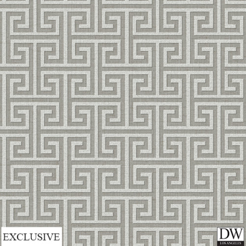 Hamptons Grey Greek Key Wallpaper