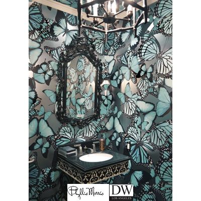 Chanteuse Big Butterflies - Turquoise Blue by Phyllis Morris – Designer ...