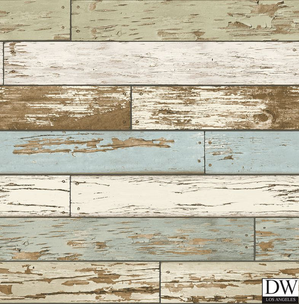 Scrap Wood Sky Blue Weathered Texture Wallpaper