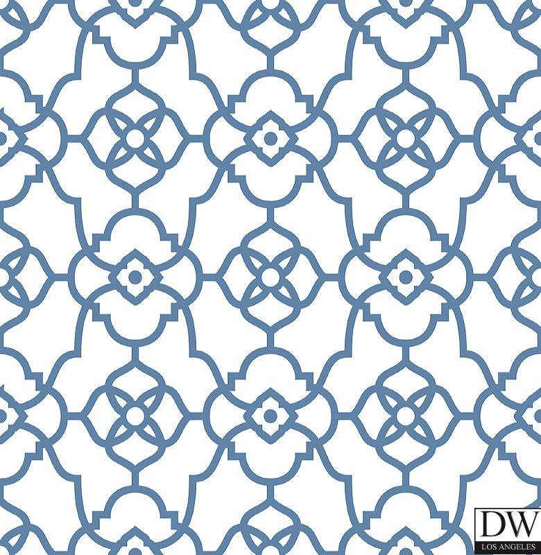 Atrium Blue Trellis Wallpaper