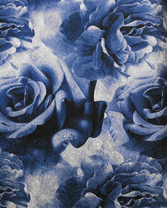 Rosemarie's Contemporary Roses Wallcovering - Blue