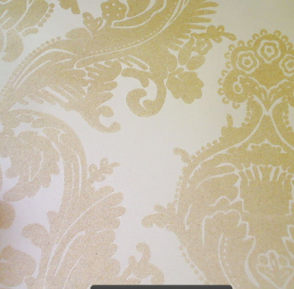 Gable Velvet Flocked Wallpapers - Beige on Cream
