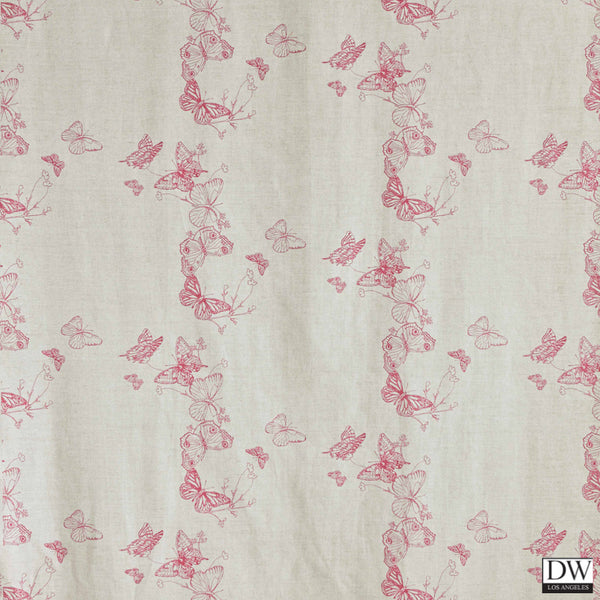 Butterflies Fabric - Rasberry