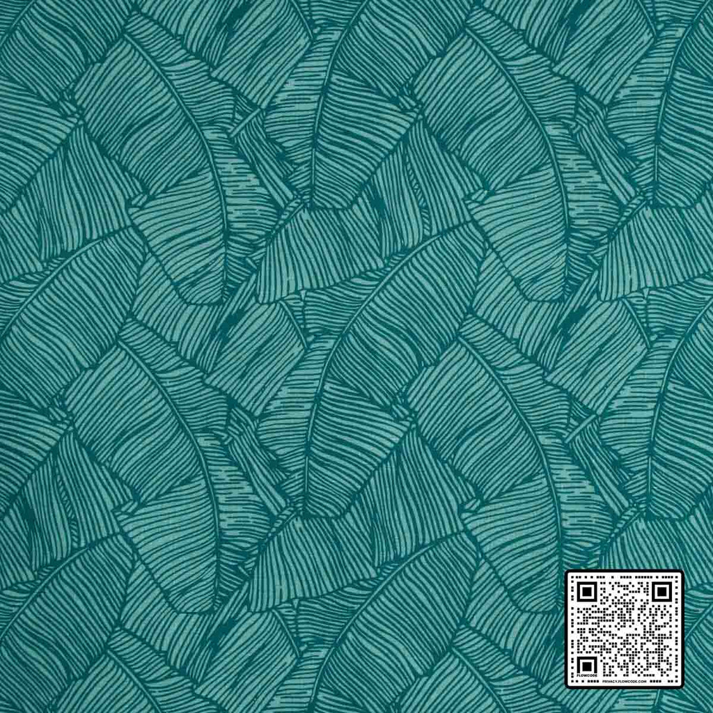  LES PALMIERS PRINT LINEN TEAL TURQUOISE  MULTIPURPOSE available exclusively at Designer Wallcoverings