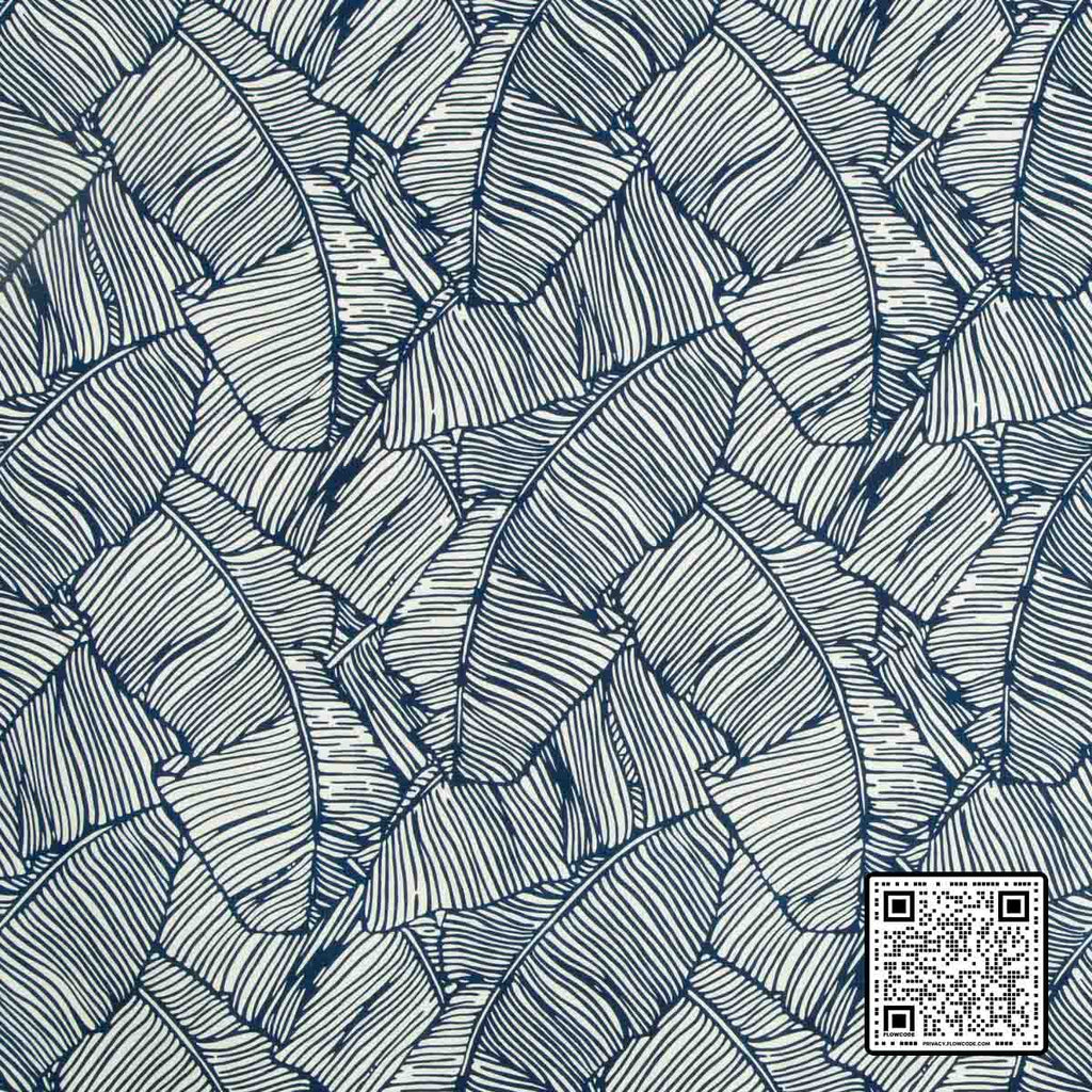  LES PALMIERS PRINT LINEN INDIGO DARK BLUE  MULTIPURPOSE available exclusively at Designer Wallcoverings