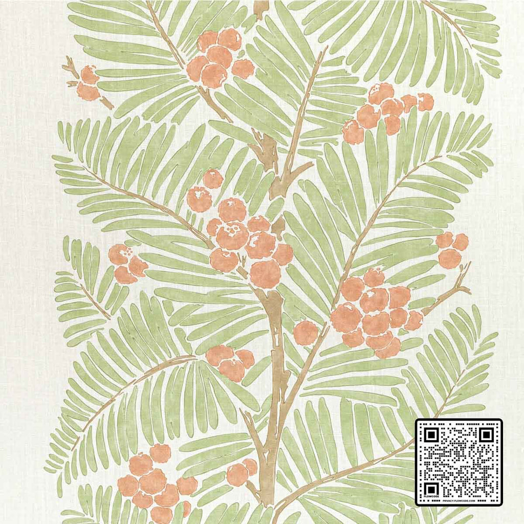  PALMAR PRINT LINEN IVORY MINT RUST MULTIPURPOSE available exclusively at Designer Wallcoverings