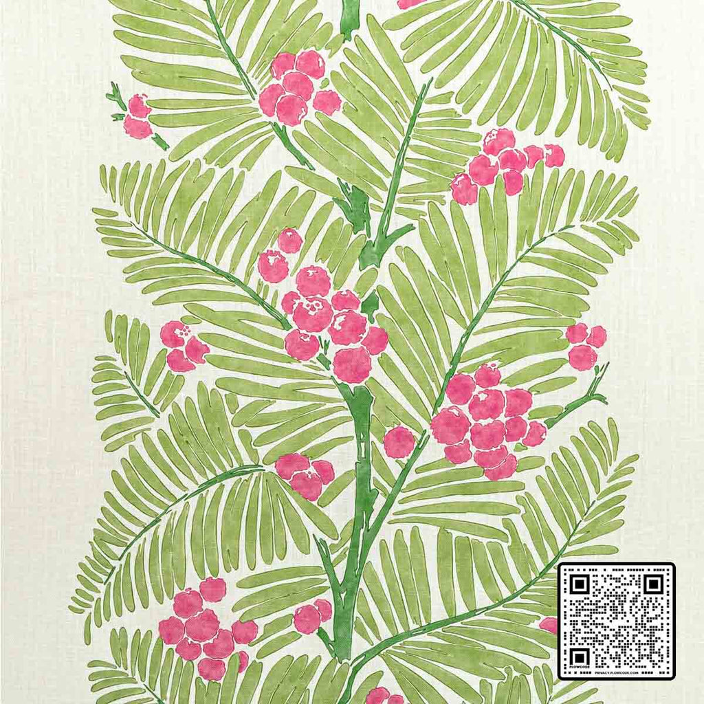  PALMAR PRINT LINEN IVORY PINK GREEN MULTIPURPOSE available exclusively at Designer Wallcoverings