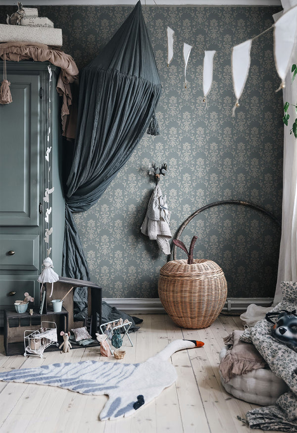 Alva indigo blue Wallcovering | Sandberg
