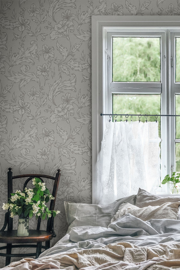 Karin - Misty Blue Wallcovering | Sandberg
