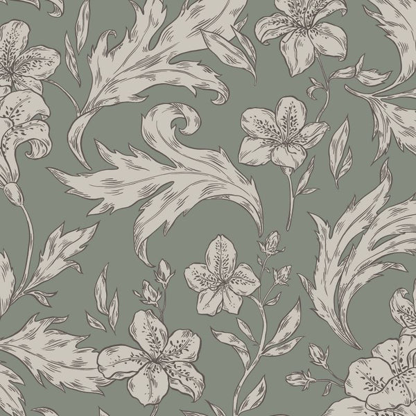 Karin forest green Sample Wallcovering | Sandberg