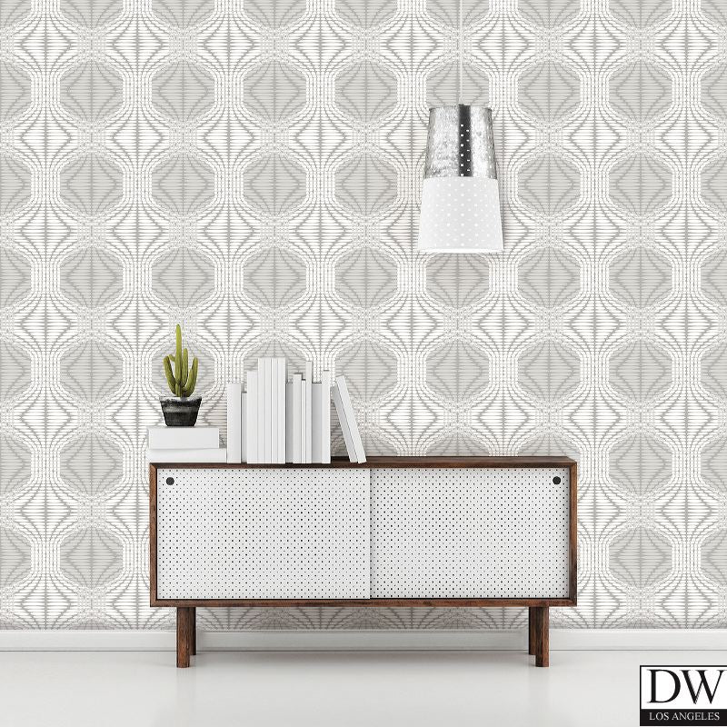 Optic Silver Geometric Wallpaper