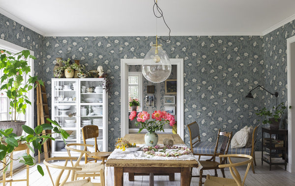 Charlotta - Petrol Wallcovering | Sandberg