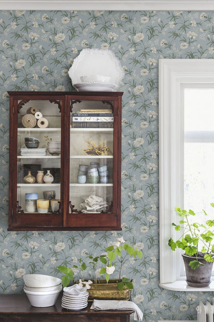 Emilie - Sky Blue Wallcovering | Sandberg