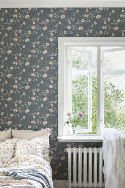 Emilie - Petrol Wallcovering | Sandberg