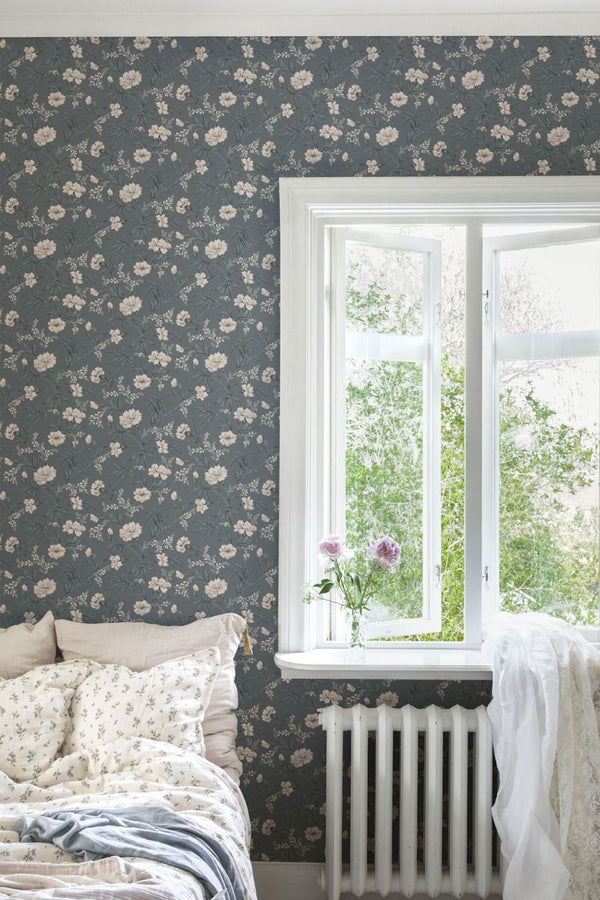 Emilie - Petrol Wallcovering | Sandberg