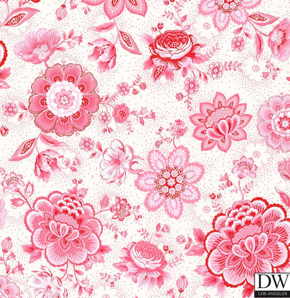 Kali Pink Folklore Chintz Wallpaper