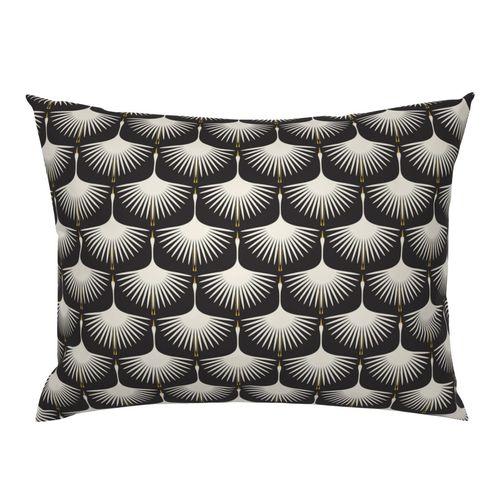 Art Deco SwansBlack, Cream European Pillow Sham on Isabella Italian Cotton