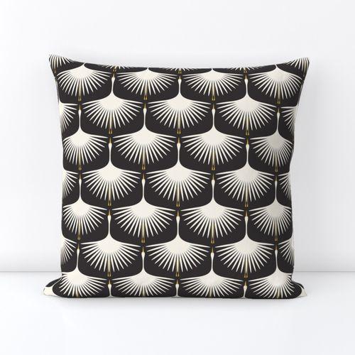Art Deco SwansBlack, Cream Square Throw Pillow Cover on Lexington Cotton