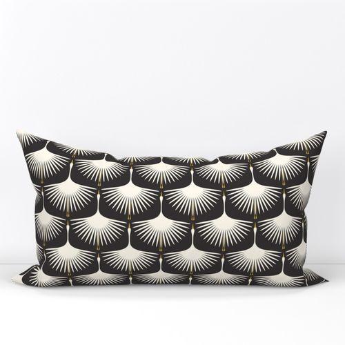 Art Deco SwansBlack, Cream Lumbar Throw Pillow Cover on Lexington  Cotton