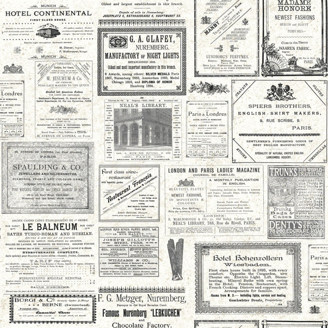NEWS-1807 All Time Newspaper Ads - Newspaper Wallcovering Print Light Gray designer-wallcoverings-los-angeles