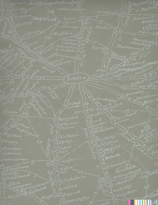 London Calling - Map Wallcovering - Putty Taupe | Designer Wallcoverings