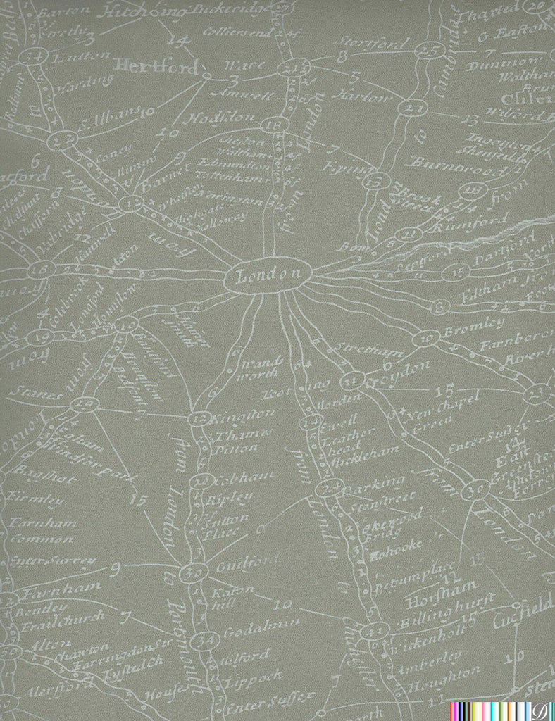 London Calling - Map Wallpaper - Putty Taupe