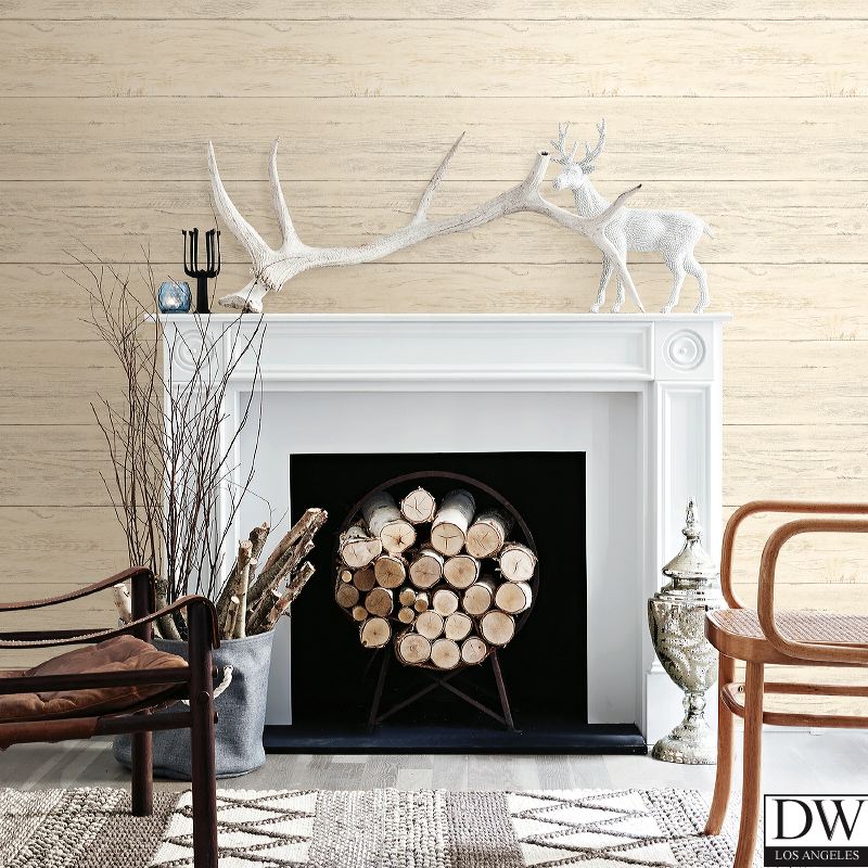 White Washed Boards Honey Shiplap Wallpaper