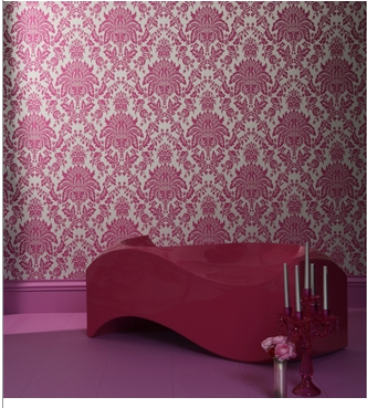 Stacy's Hot Pink Damask Wallpaper