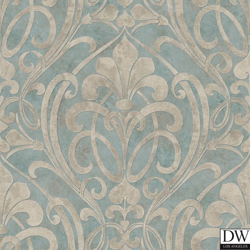 Zoe Ocean Coco Damask Wallpaper