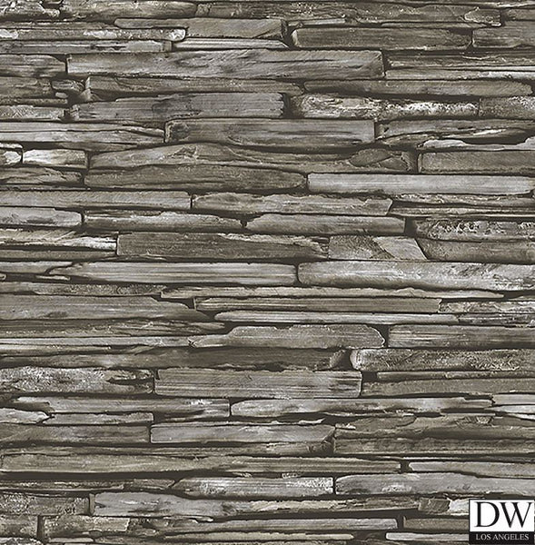Stacked Slate Green Industrial Wallpaper