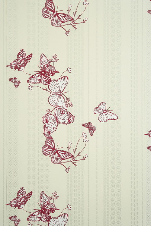 Butterfly and Bugs Wallcovering - Rasberry Red | British Walls