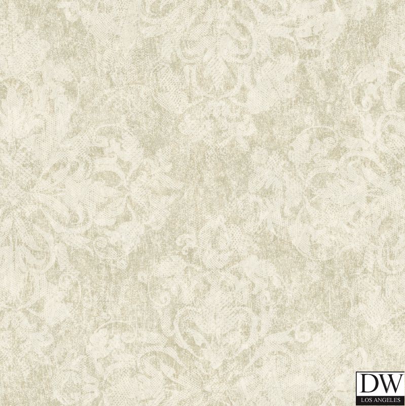 Leia Olive Lace Damask Wallpaper