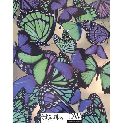 Chanteuse Big Butterflies - Violet Purple & Emerald Green on Bru