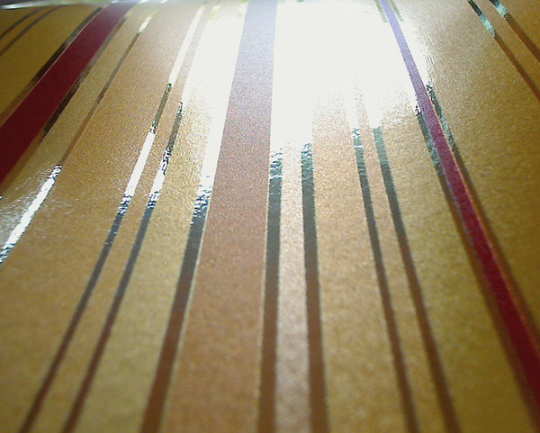Metalisimo Gold Stripes - Gold Burgundy Stripe | Retro Walls