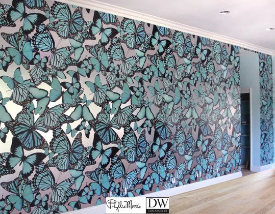 Chanteuse Big Butterflies - Turquoise Blue by Phyllis Morris – Designer ...