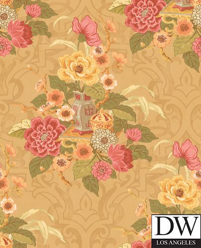 Kamome Island Japanese Floral Damask | Architectural Wallcoverings