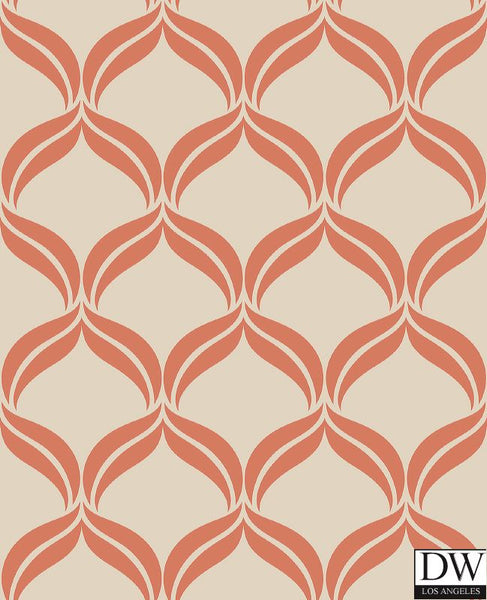 Petals Orange Ogee Wallpaper