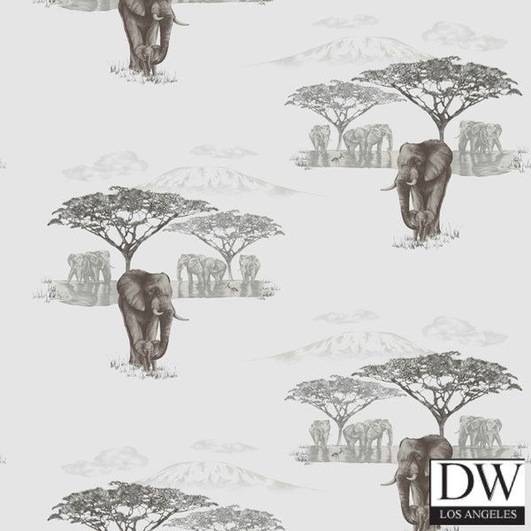 The Waterhole Wallcovering - Elephants - Wallcovering -1