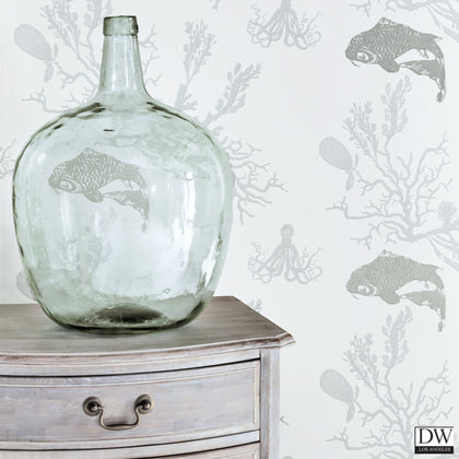 Coral Wallcovering - Pale Grey Silver