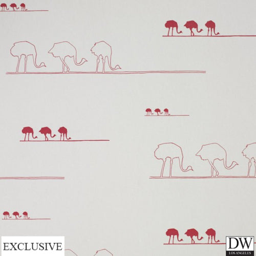 Cranberry Ostrich Wallcovering