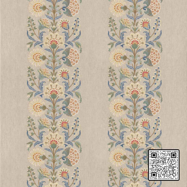  ANNESLEY LINEN - 67%;VISCOSE - 33% BLUE MULTI BEIGE DRAPERY available exclusively at Designer Wallcoverings