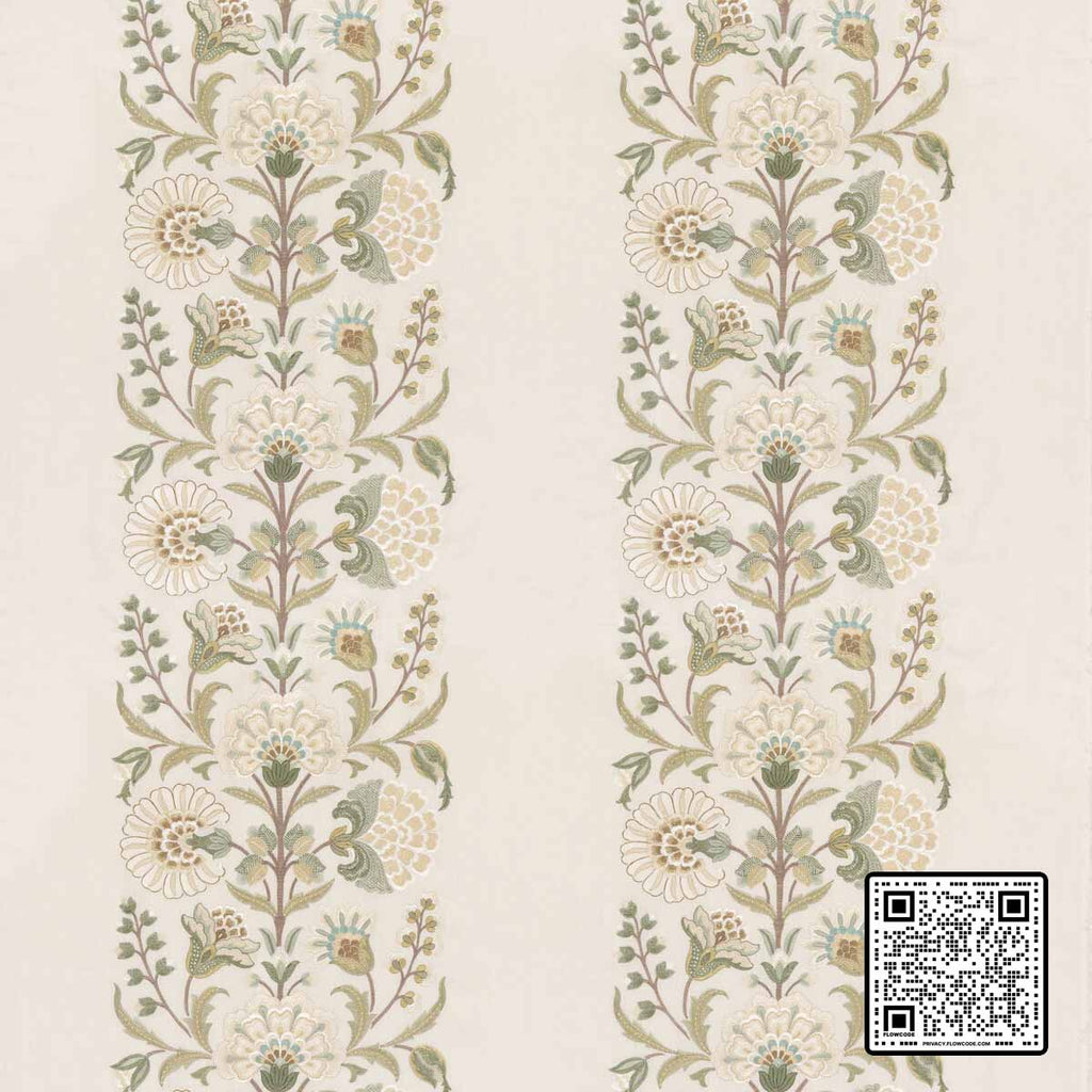  ANNESLEY LINEN - 67%;VISCOSE - 33% GREEN MULTI WHITE DRAPERY available exclusively at Designer Wallcoverings