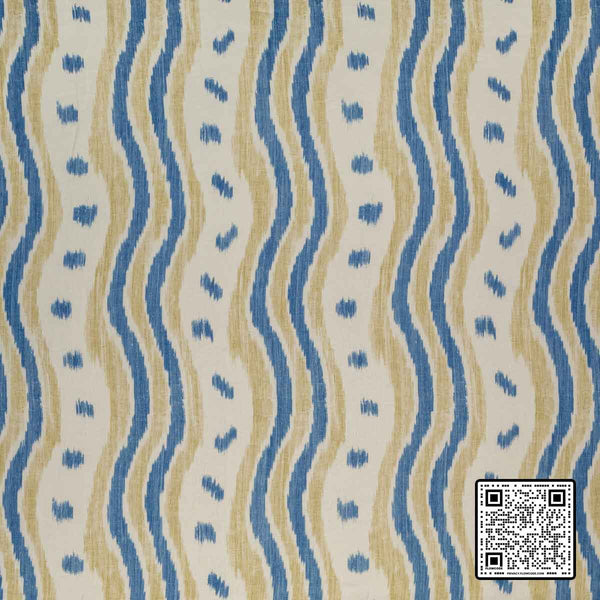  IKAT STRIPE LINEN BLUE YELLOW WHEAT MULTIPURPOSE available exclusively at Designer Wallcoverings