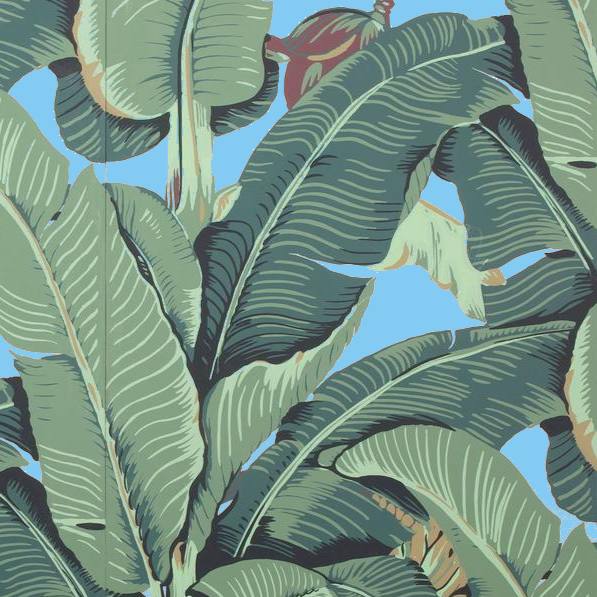 The Iconic Beverly Hills™ Banana Leaf Wallpaper - Malibu Blue - Designer Wallcoverings and Fabrics