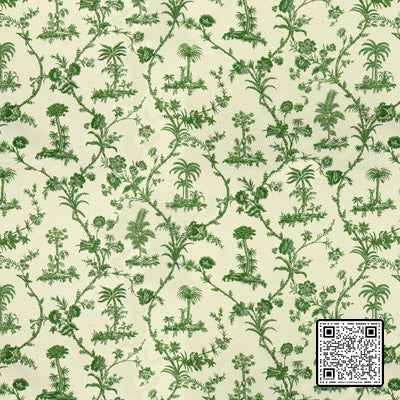  WEST INDIES TOILE COTTON PRINT COTTON GREEN WHITE  MULTIPURPOSE available exclusively at Designer Wallcoverings
