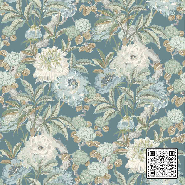  SUMMER PEONY NON WOVEN BLUE   WALLCOVERING available exclusively at Designer Wallcoverings