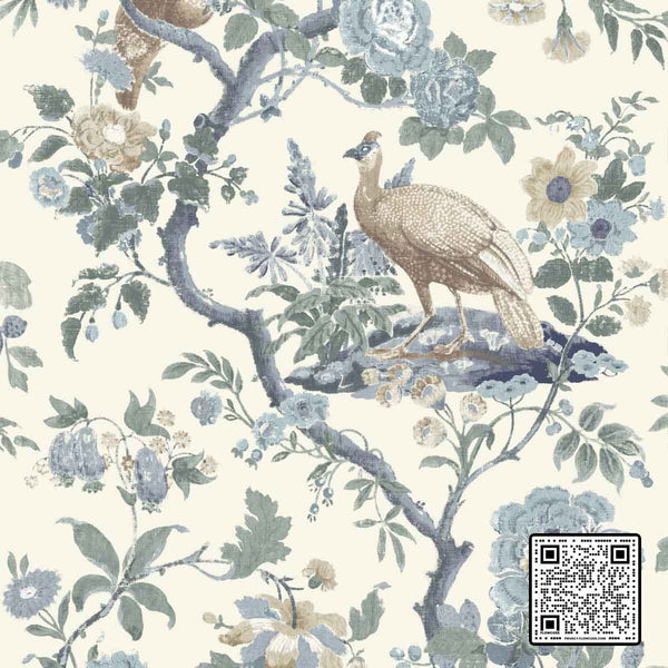 BROUGHTON ROSE NON WOVEN BLUE BEIGE  WALLCOVERING available exclusively at Designer Wallcoverings